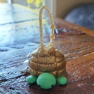 Bath & Body Works Gold Glitter Turtle PocketBac Holder with Mint Green Head
